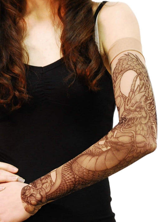 Grim Reaper Dragons Mother Mary Tattoo Mesh Sleeve