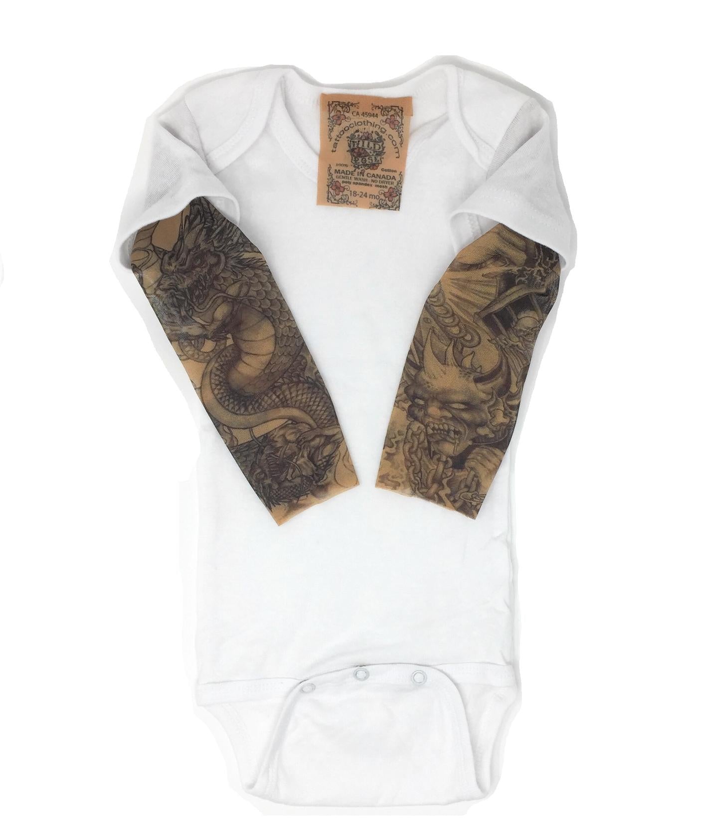 Grim Reaper Frankenstein Dragon Baby Tattoo Shirt (Bodysuit with Tattoo Sleeves)