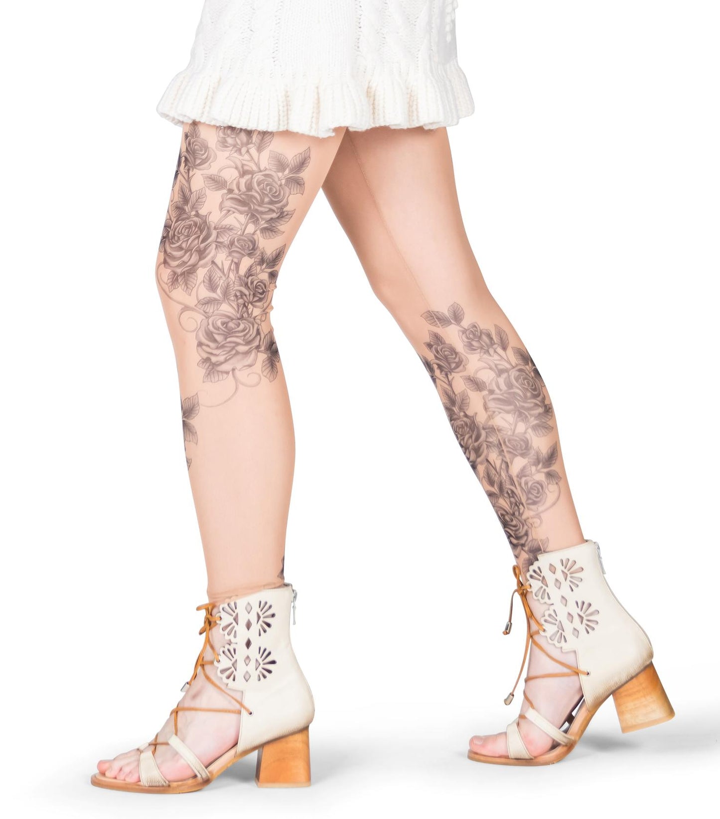 Grey Roses Tattoo Leggings