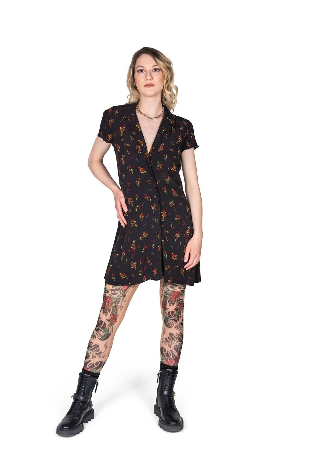 Sheishe Red Rose Tribal and Black Water Art Tattoo Leggings