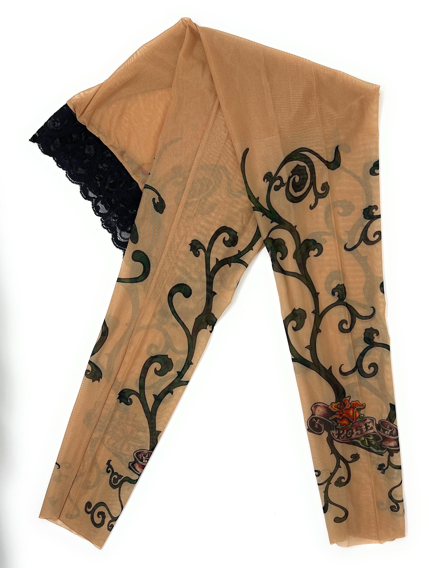 Wild Rose Signature Thorny Vine Red Rose Tattoo Leggings