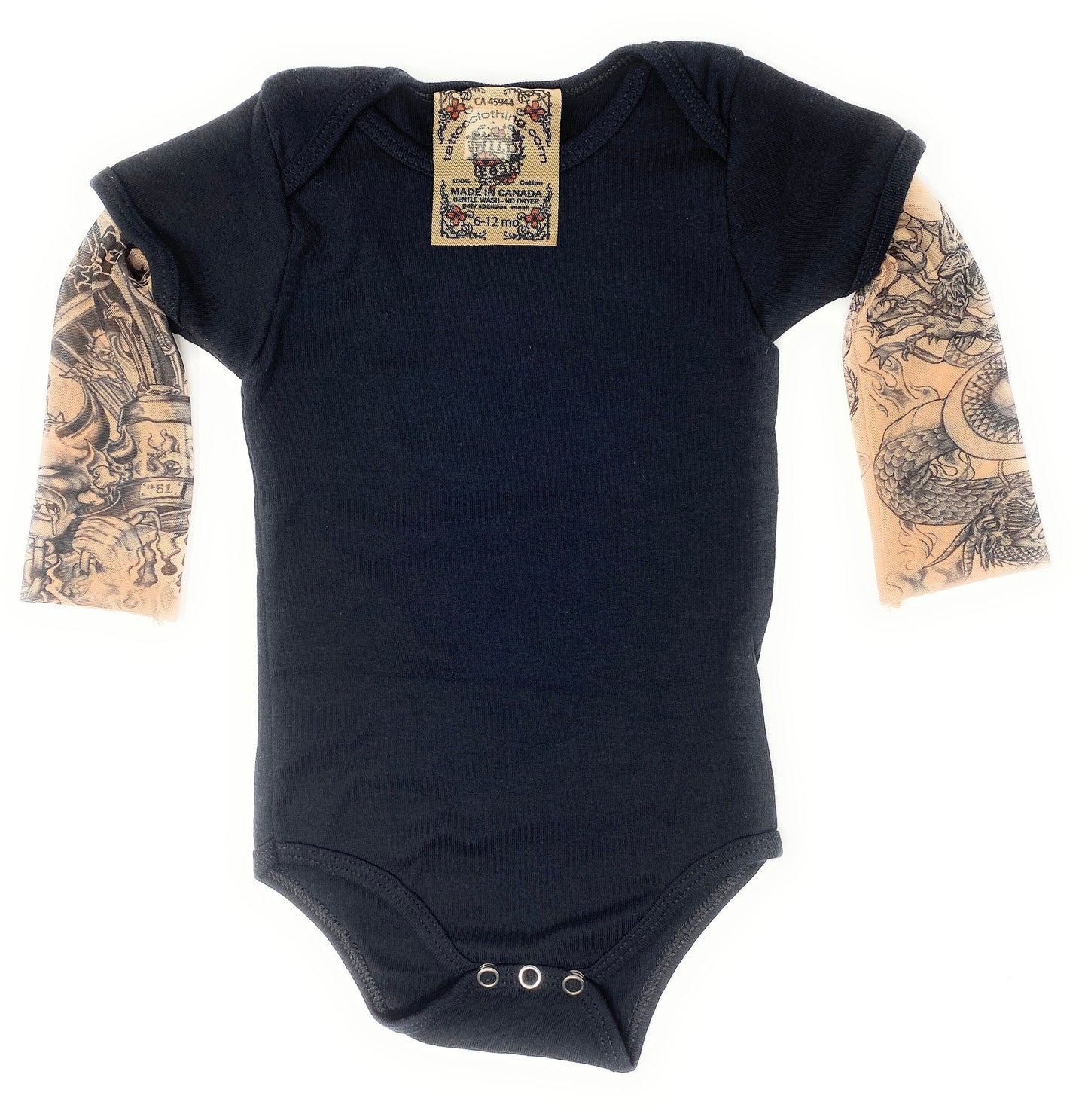 Grim Reaper Frankenstein Dragon Baby Tattoo Shirt (Bodysuit with Tattoo Sleeves)
