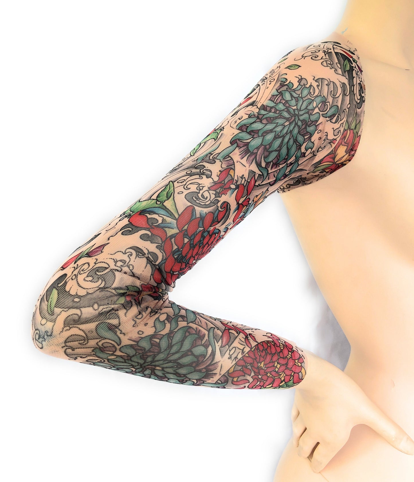 Chrysanthemum Flowers Mesh Tattoo Shrug