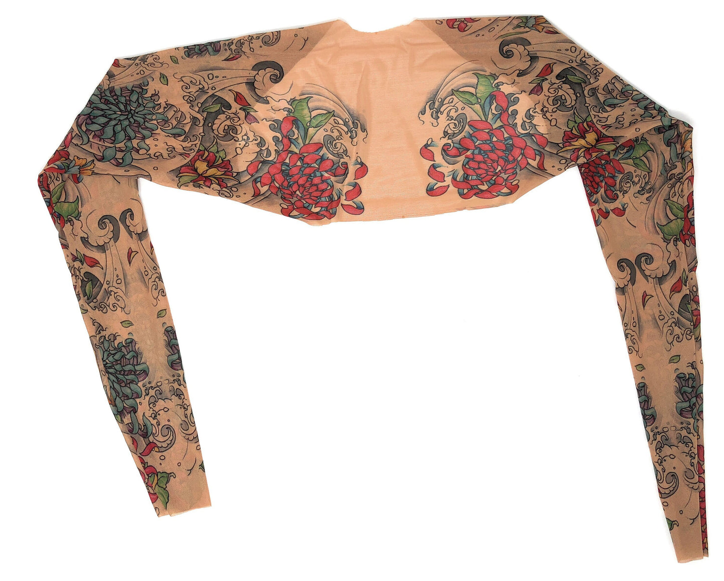 Chrysanthemum Flowers Mesh Tattoo Shrug