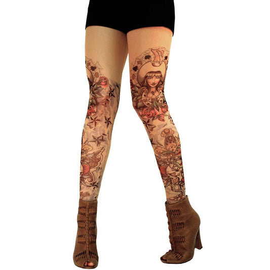 Whoa Cowgirl Horsehoe Snake Star Tattoo Leggings