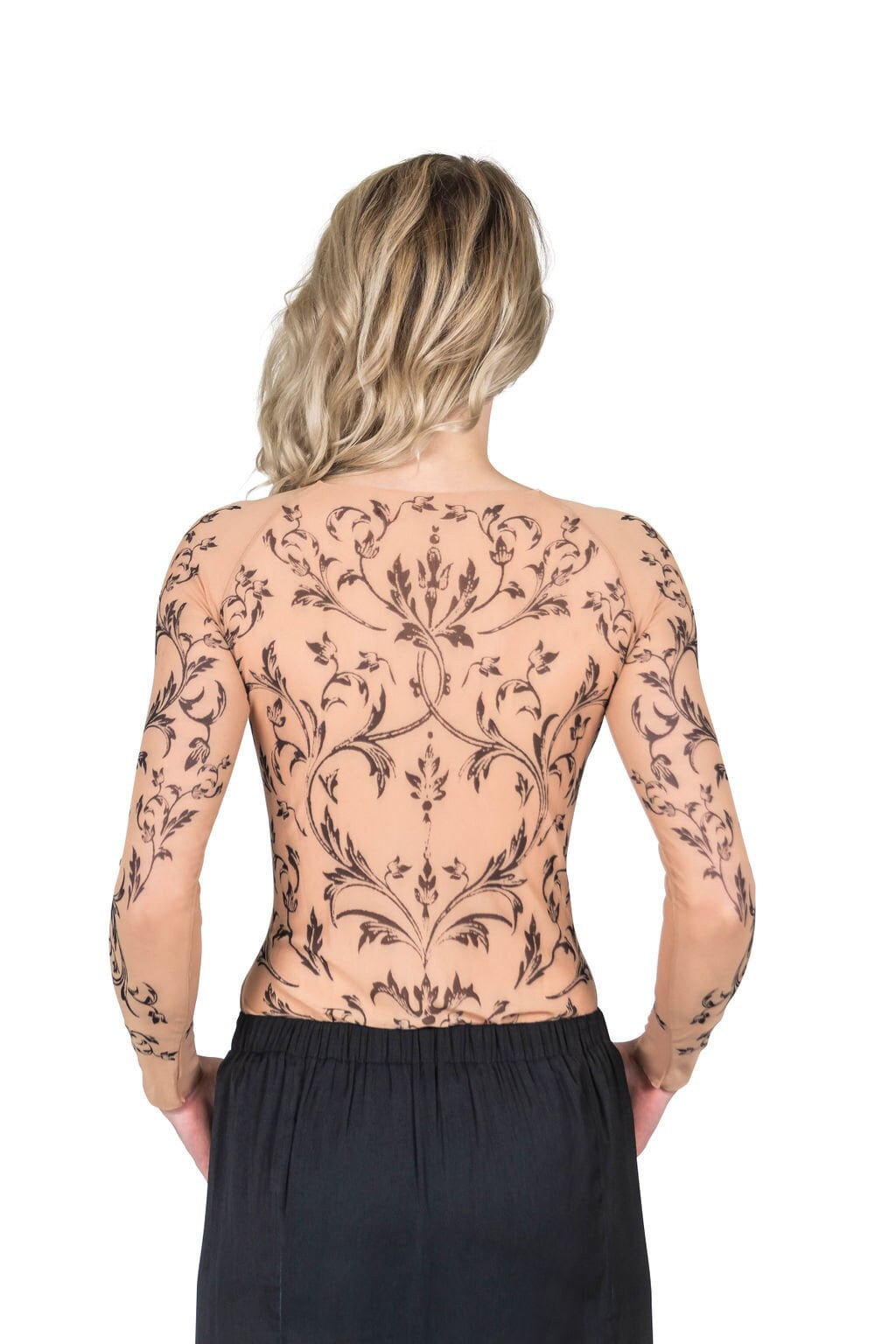 Filigree Fleur-de-Lis Lacework Mesh Tattoo Shirt