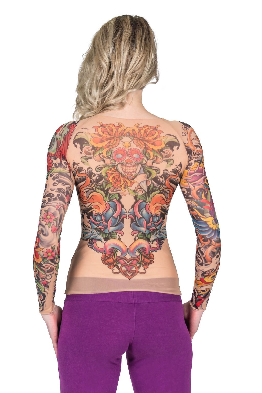 Sugar Skulls Bright Mesh Tattoo Shirt