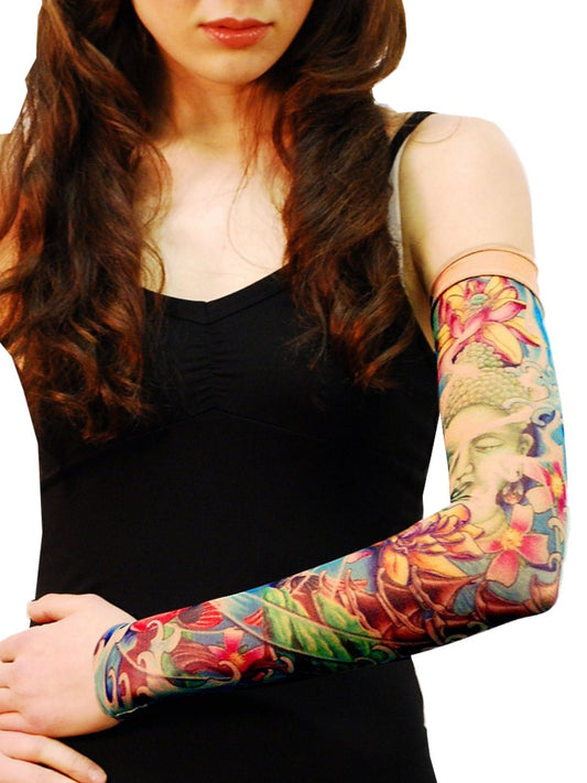 Prayer Lotus Zen Koi Single Tattoo Mesh Sleeve