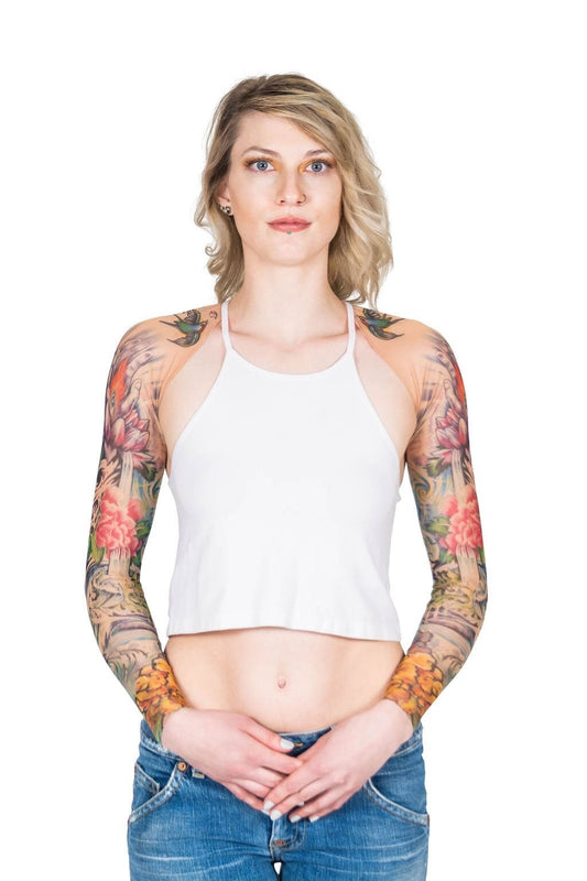 Zen Dragon Sparrows and Hamsa Eye Tattoo Shrug