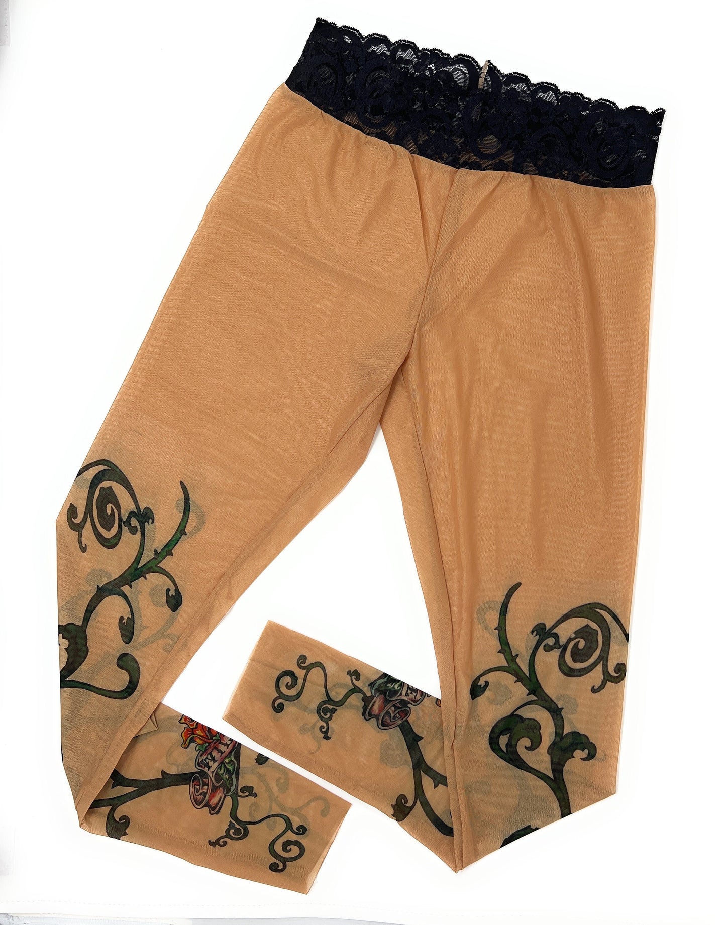 Wild Rose Signature Thorny Vine Red Rose Tattoo Leggings