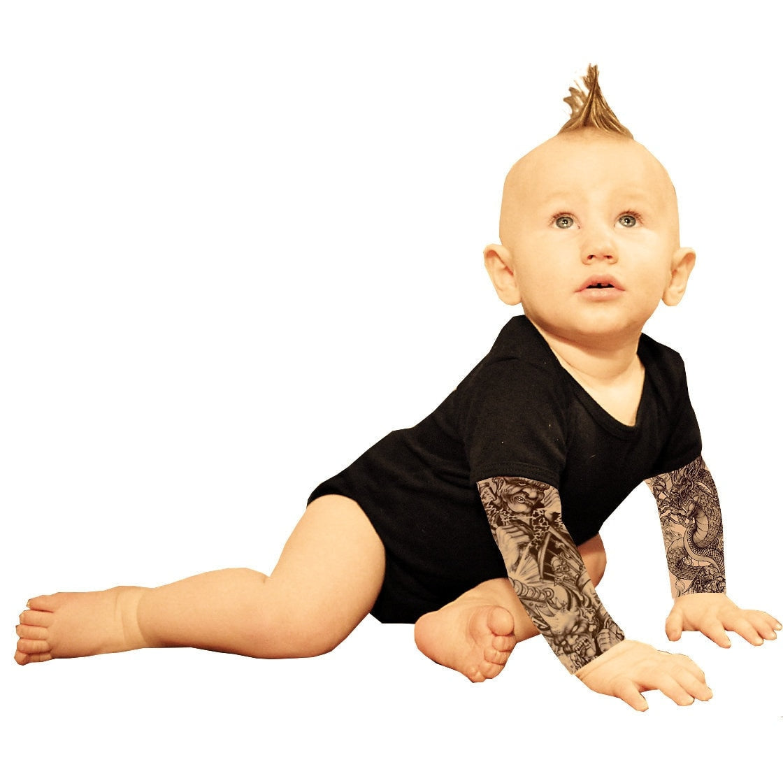 Grim Reaper Frankenstein Dragon Baby Tattoo Shirt (Bodysuit with Tattoo Sleeves)