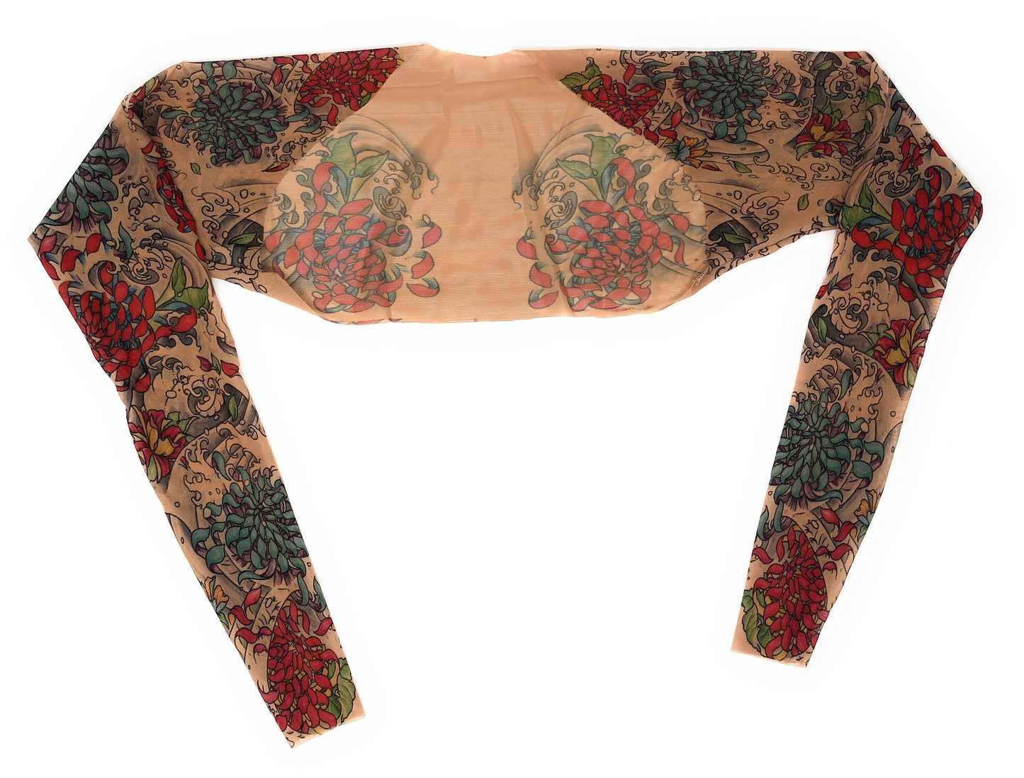 Chrysanthemum Flowers Mesh Tattoo Shrug