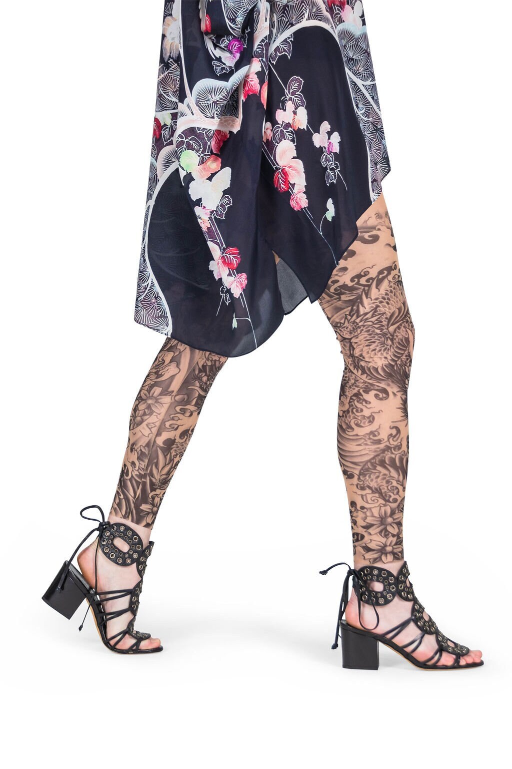 Dragon Blackwork Irezumi Tattoo Leggings