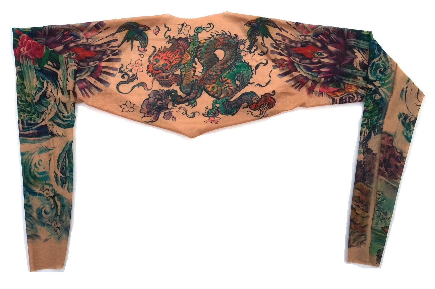 Zen Dragon and Hamsa Eye Tattoo Shrug