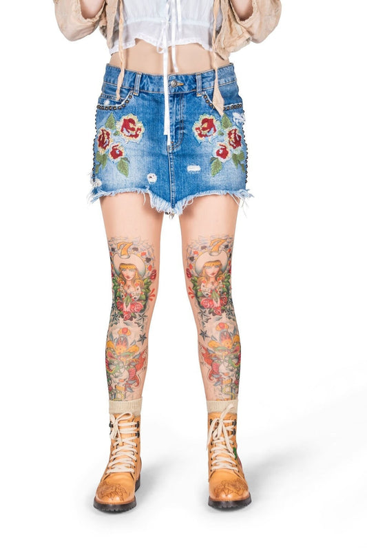 Lucky 7 Horsehoe Cowgirl Southwest Tattoo Leggings