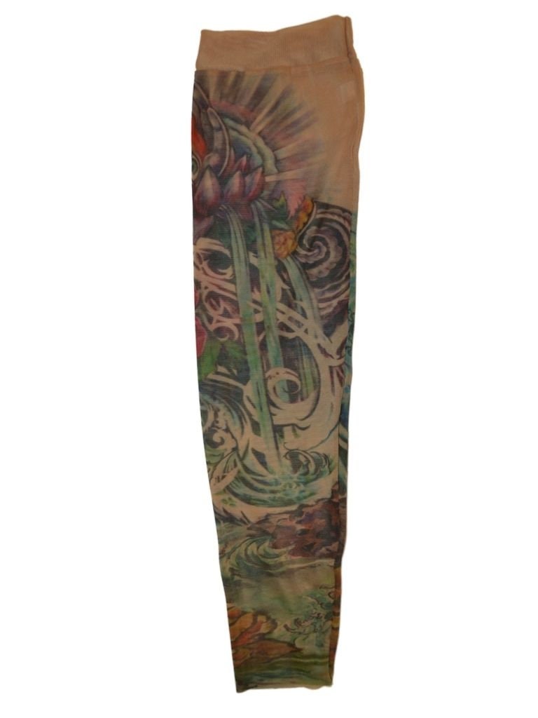 Zen Hamsa Eye Lotus Blue Waterfall Single Tattoo Sleeve