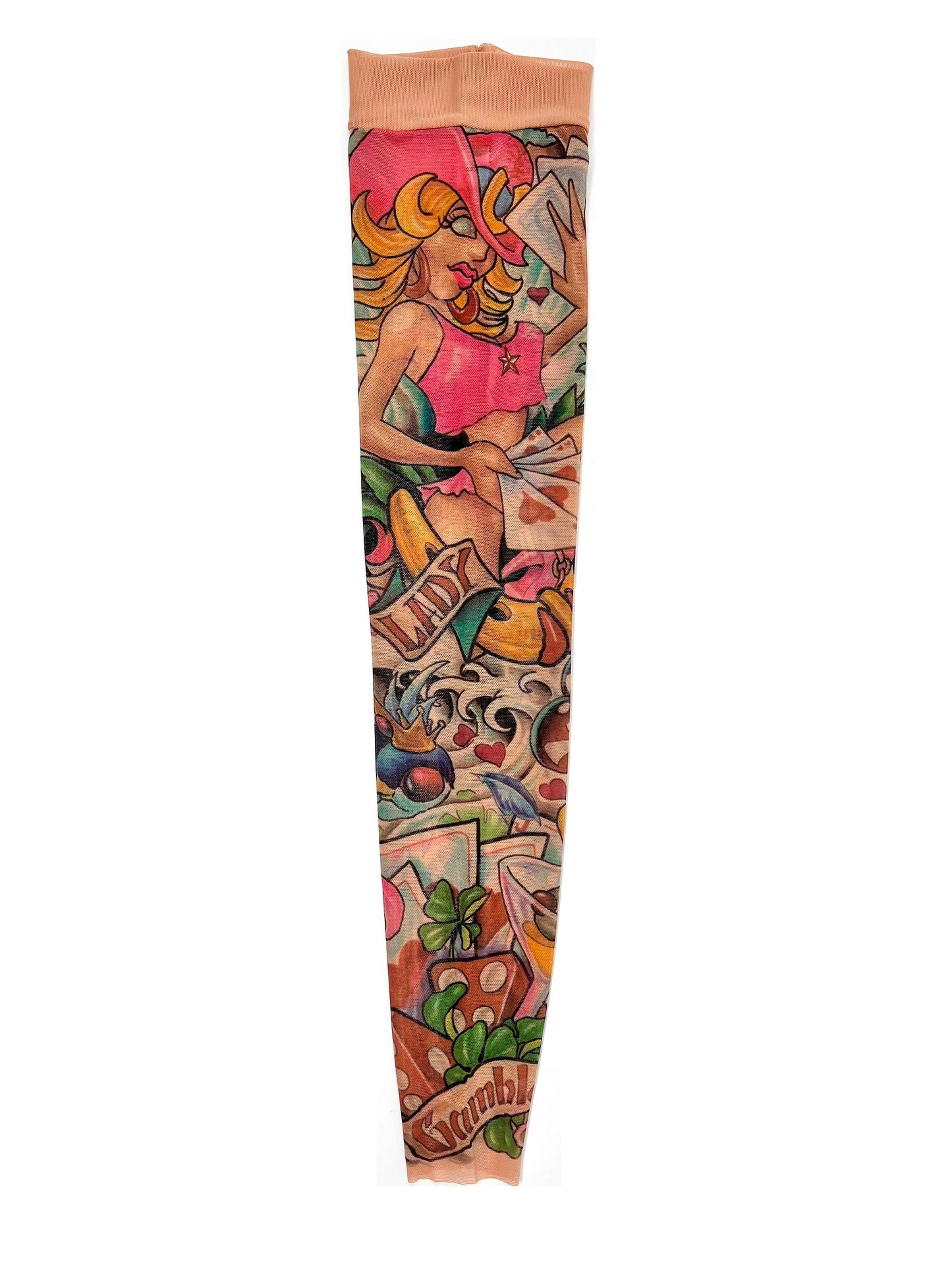 Lady Luck Gambler Horseshoe Poker Cobra Single Tattoo Sleeve