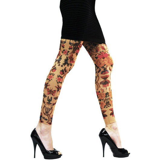 Vintage Yellow Rose Cowgirl Southwest Tattoo Leggings