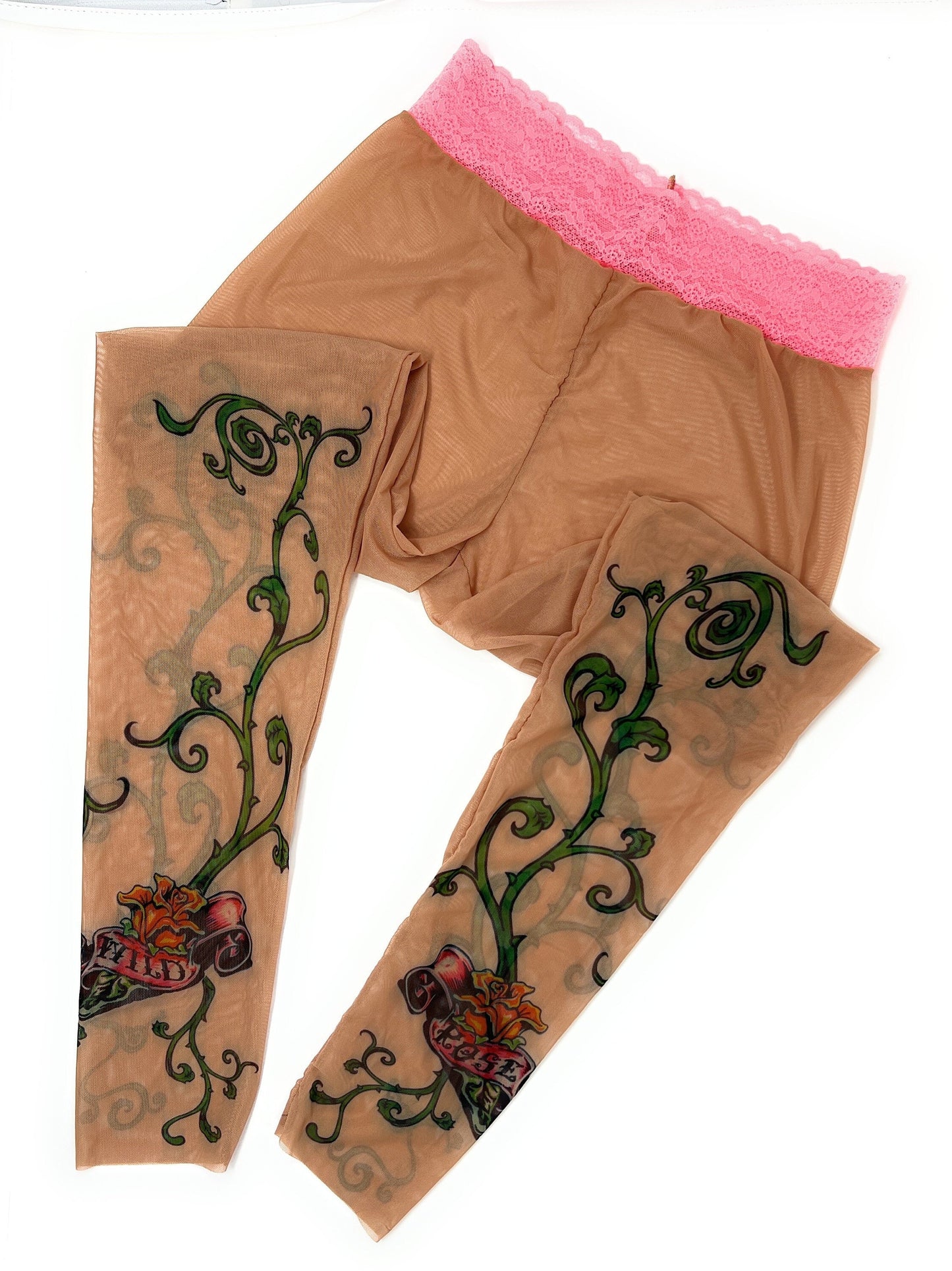 Wild Rose Signature Thorny Vine Red Rose Tattoo Leggings