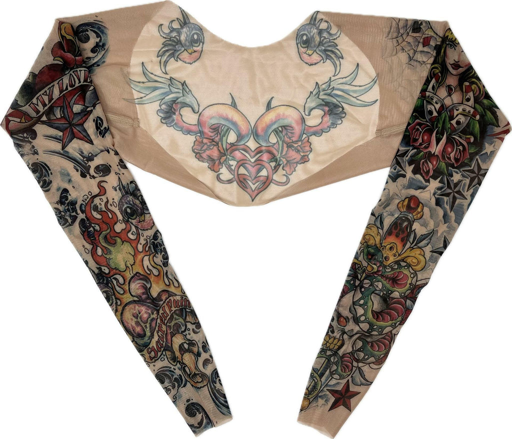 Lucky Tattoo Shrug featuring Cowgirl Stars Sparrows Cobra Skull Sleeve Artwork