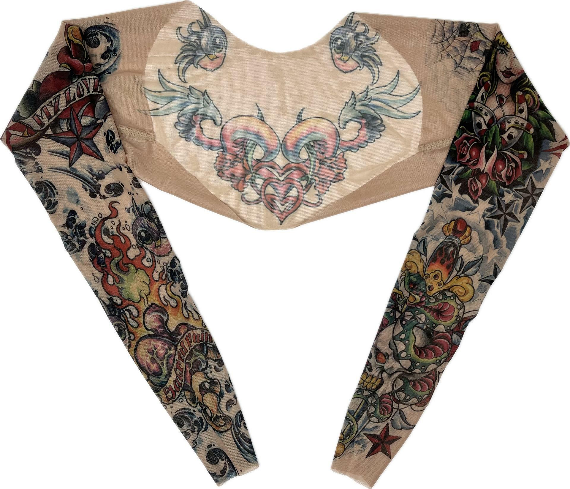 Lucky Tattoo Shrug featuring Cowgirl Stars Sparrows Cobra Skull Sleeve Artwork
